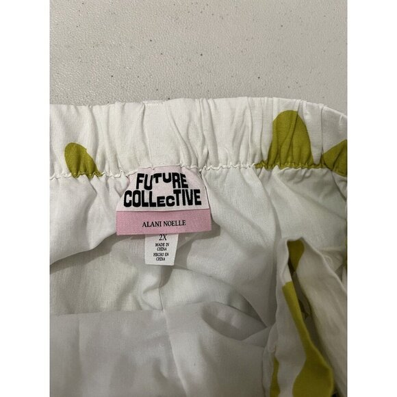 Future Collective Alani Noelle Wide Leg Pants Floral Green White Belted Size 2X - Picture 9 of 13